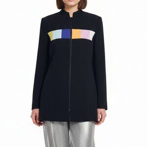 Nicole Miller NYC Vintage Style Colorblock Zip Blazer 4